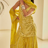 Yellow Mirror Work Sharara Set