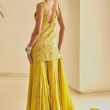 Yellow Mirror Work Sharara Set