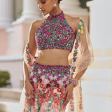 Ombre Multi-Coloured 3D Floral Sharara Set