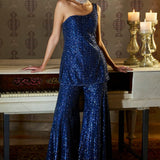 Navy Sequin Sharara Set