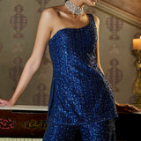 Navy Sequin Sharara Set