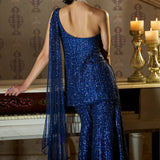 Navy Sequin Sharara Set