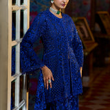 Navy Blue Thread Work Sharara Set