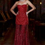Off-Shoulder Red Sharara Set