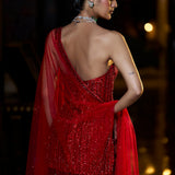 Off-Shoulder Red Sharara Set