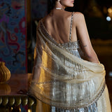 Gold Silver Crystal Sharara Set