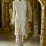 Vintage Ivory Three-Dimensional Sherwani Set