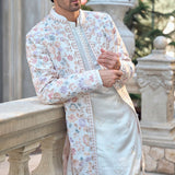 Multi-Coloured Open Sherwani Set