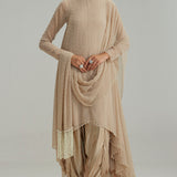 Light Beige Pearl Kurta With Stole Set