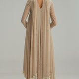 Light Beige Pearl Kurta With Stole Set