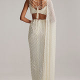 Pearl White Draped Skirt Set