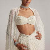 Pearl White Draped Skirt Set