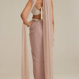 Ash Pink Pearl Scattered Draped Skirt Set