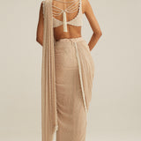 Light Beige Draped Saree Set