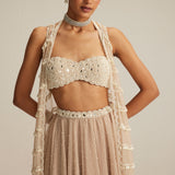 Light Beige Pearl Drop Jacket Set