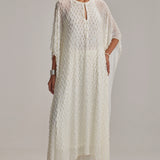 Off White Pearl Drop Kaftaan Set