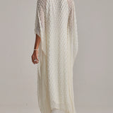 Off White Pearl Drop Kaftaan Set