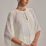 Off White Pearl Drop Kaftaan Set