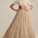 Light Beige Multi Tier Lehenga Set