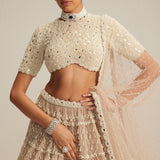 Light Beige Multi Tier Lehenga Set