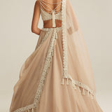 Light Beige Organza Mirror & Pearl Lehenga