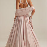 Ash Pink Satin Skirt Set