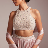 Ash Pink Satin Skirt Set