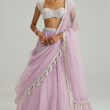Lavender Mirror & Pearl Lehenga Set