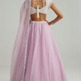 Lavender Mirror & Pearl Lehenga Set
