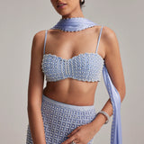 Dew Blue Pencil Skirt Set