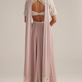 Ash Pink Georgette Skirt with Blouse and Stole
