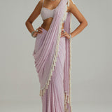 Lavender Draped Saree Set