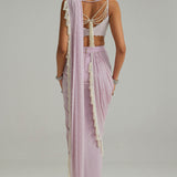 Lavender Draped Saree Set