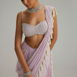 Lavender Draped Saree Set