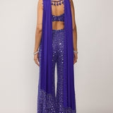 Cocktail Blue Blouse With Sharara Set