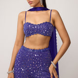 Cocktail Blue Blouse With Sharara Set