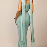 Powder Blue Draped Skirt Set