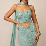 Powder Blue Draped Skirt Set