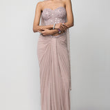 Ash Pink Draped Skirt Set