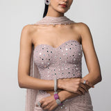 Ash Pink Draped Skirt Set
