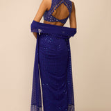 Cocktail Blue Draped Skirt Set
