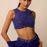 Cocktail Blue Draped Skirt Set