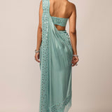 Powder Blue Satin Saree Set