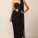 Black Single Drop Saree Set