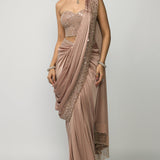 Bronze Rosé Draped Saree Set