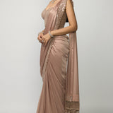 Bronze Rosé Draped Saree Set