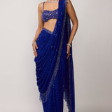 Cocktail Blue Saree Set