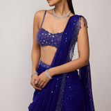 Cocktail Blue Saree Set