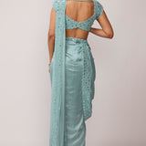 Powder Blue Draped Saree Set