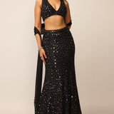 Black Fishcut Lehenga Set